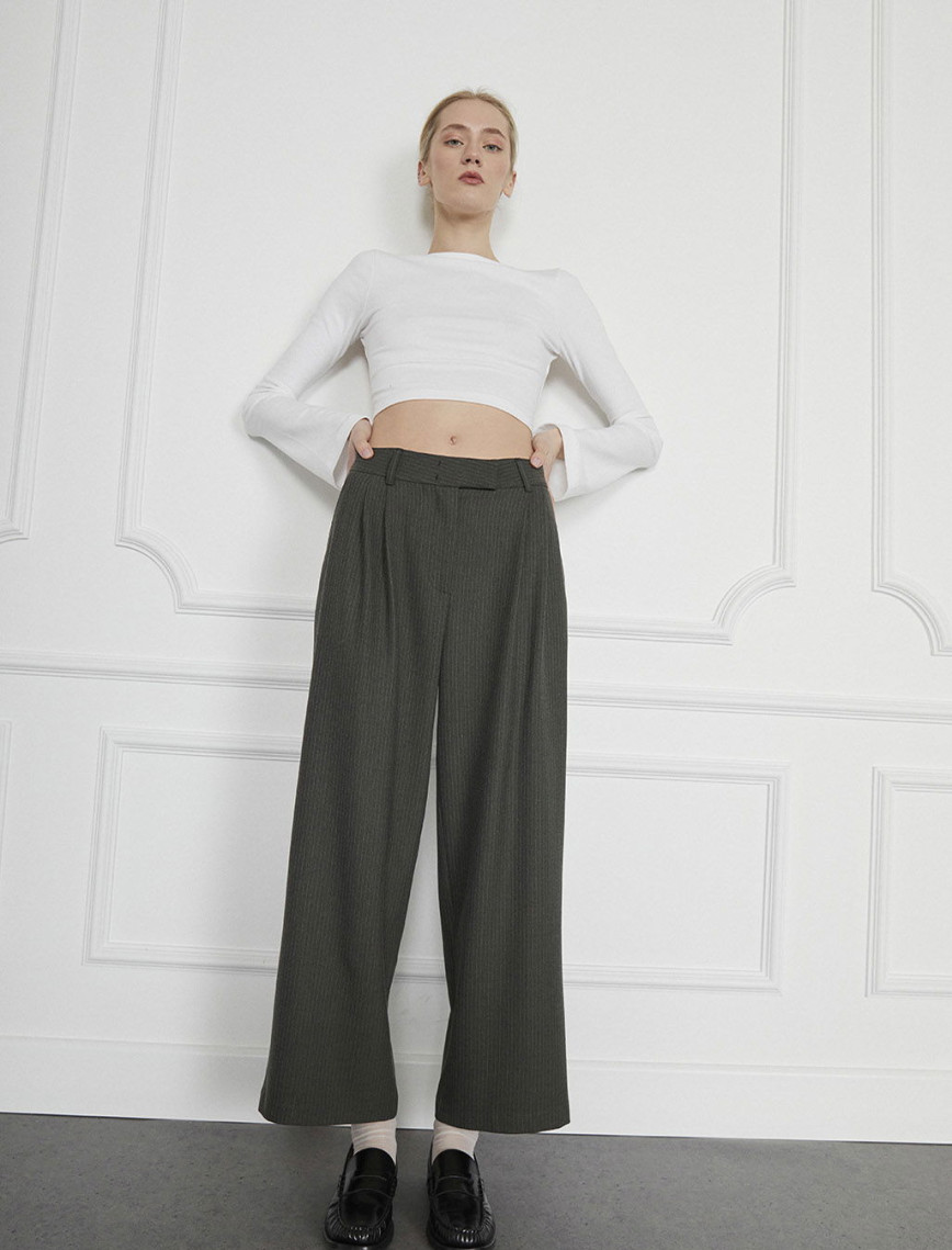 Çizgili Pileli Palazzo Pantolon Çizgili Pileli Palazzo Pantolon