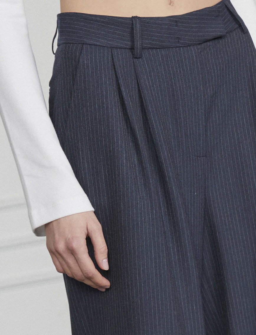 Çizgili Pileli Palazzo Pantolon Çizgili Pileli Palazzo Pantolon