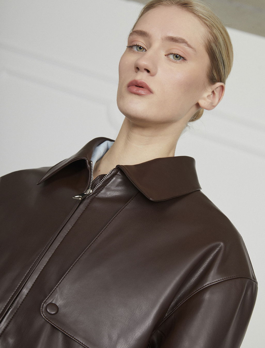 Fermuar Cepli Deri Ceket