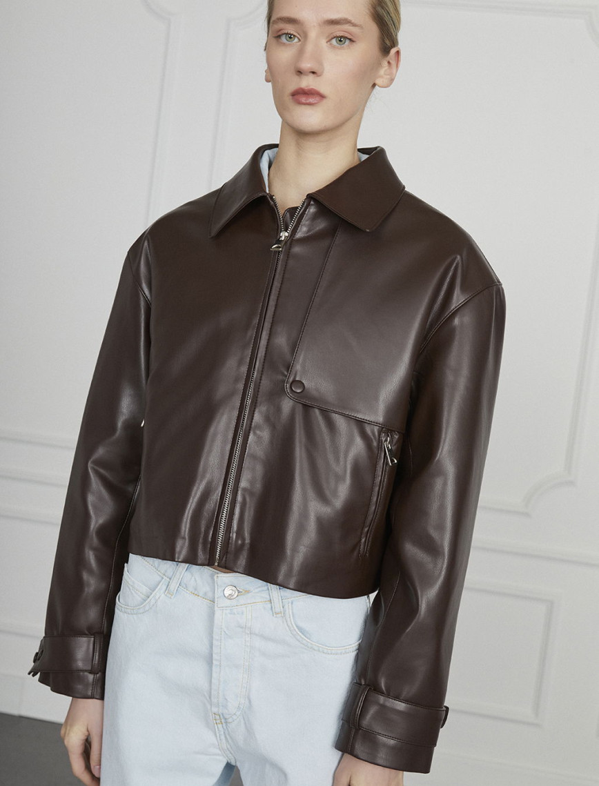 Fermuar Cepli Deri Ceket