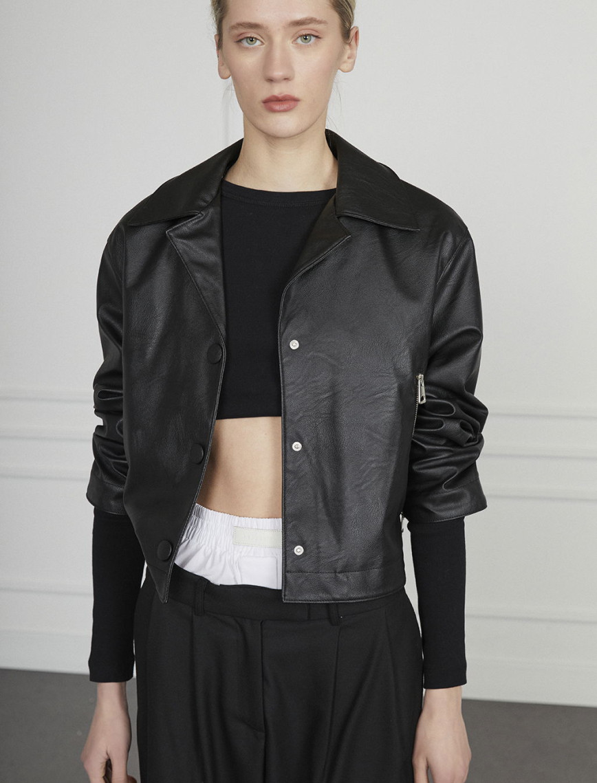 Biye Detaylı Deri Ceket Biye Detaylı Deri Ceket