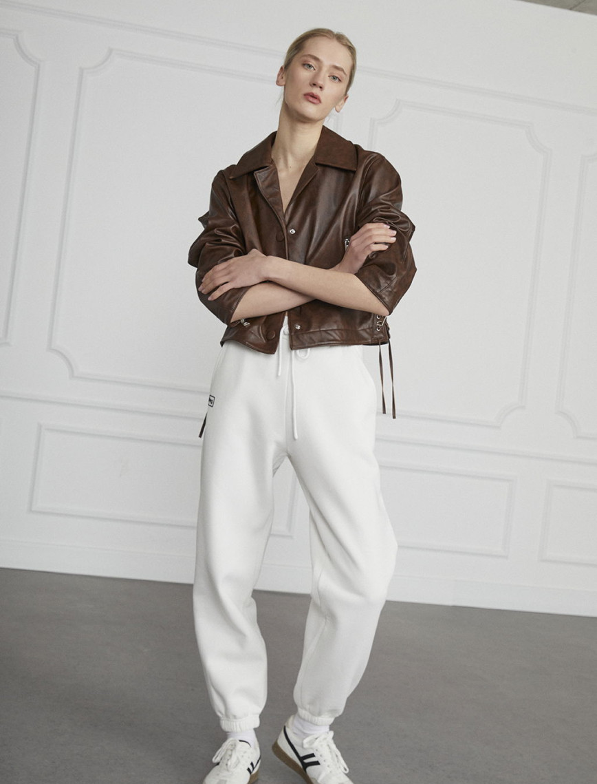 Biye Detaylı Deri Ceket Biye Detaylı Deri Ceket