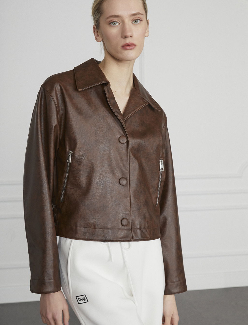 Biye Detaylı Deri Ceket Biye Detaylı Deri Ceket