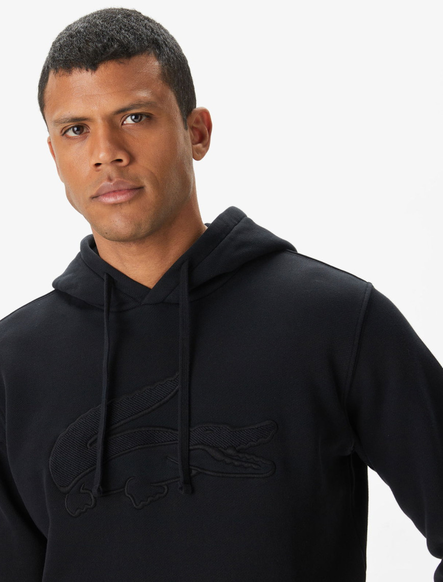 Lacoste Erkek Relaxed Fit Kapüşonlu Baskılı Siyah Sweatshirt Lacoste Erkek Relaxed Fit Kapüşonlu Baskılı Siyah Sweatshirt