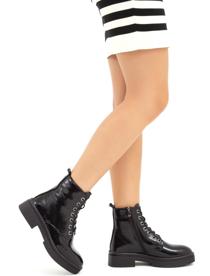 Tamer Tanca Kadın Hakiki Deri Siyah Rugan Casual Bot Tamer Tanca Kadın Hakiki Deri Siyah Rugan Casual Bot