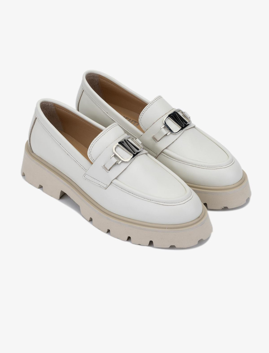 Valmenti Nicola Kadın Bej Hakiki Deri Loafer Ayakkabı