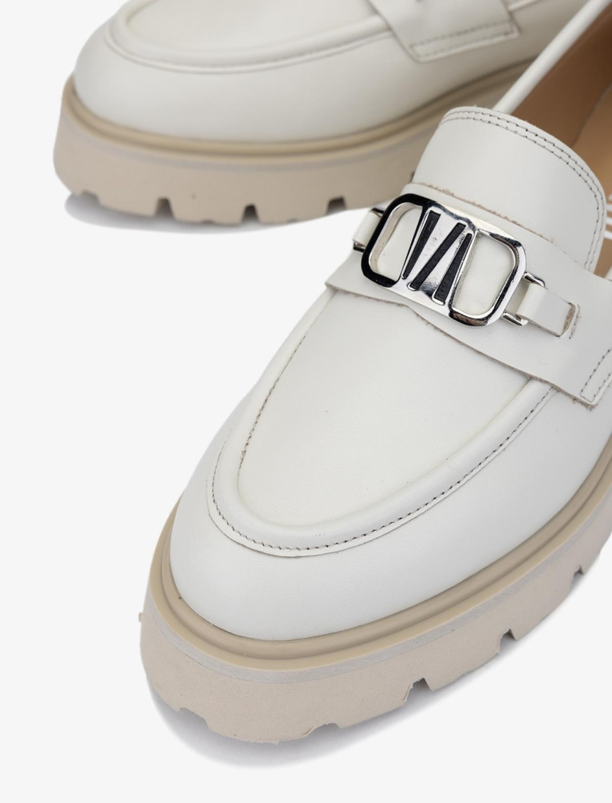 Valmenti Nicola Kadın Bej Hakiki Deri Loafer Ayakkabı