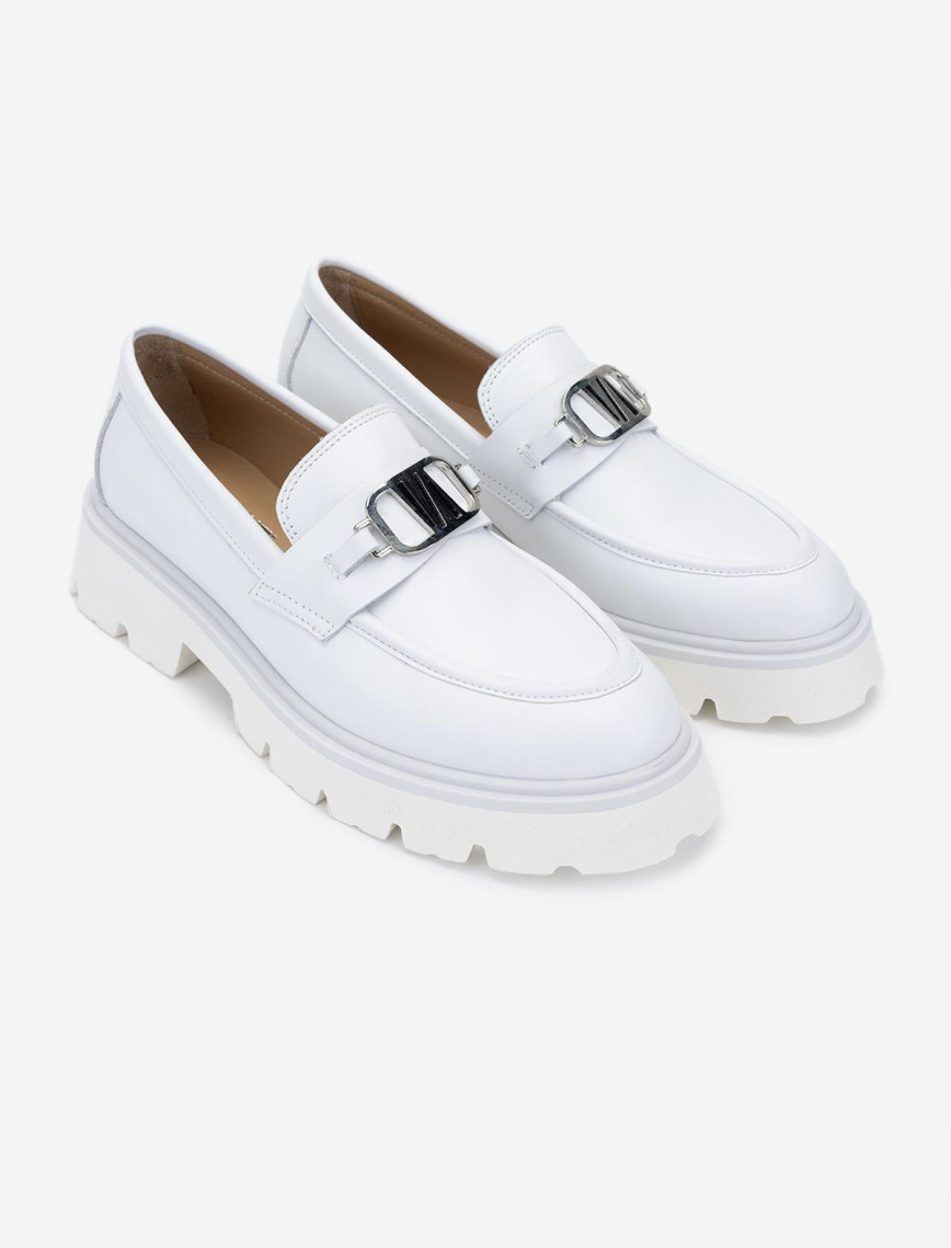 Valmenti Nicola Kadın Beyaz Hakiki Deri Loafer Ayakkabı