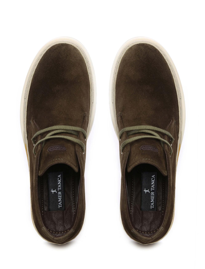 Tamer Tanca Erkek Hakiki Deri Yeşil Süet Casual Bot