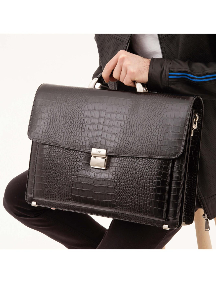 Tamer Tanca Erkek Hakiki Deri Siyah Kroko Evrak Çantası Tamer Tanca Erkek Hakiki Deri Siyah Kroko Evrak Çantası