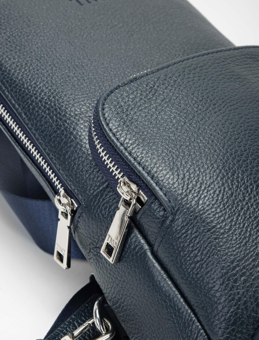 Tamer Tanca Erkek Hakiki Deri Lacivert Body Bag Çanta