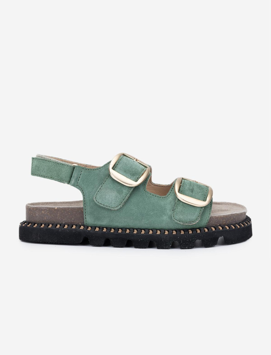 Valmenti Dabih Kadın Haki Süet Hakiki Deri DUZ SANDALET