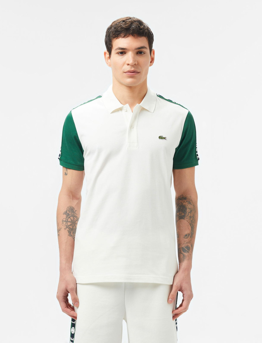 Lacoste Erkek Regular Fit Renk Bloklu Beyaz Polo Lacoste Erkek Regular Fit Renk Bloklu Beyaz Polo