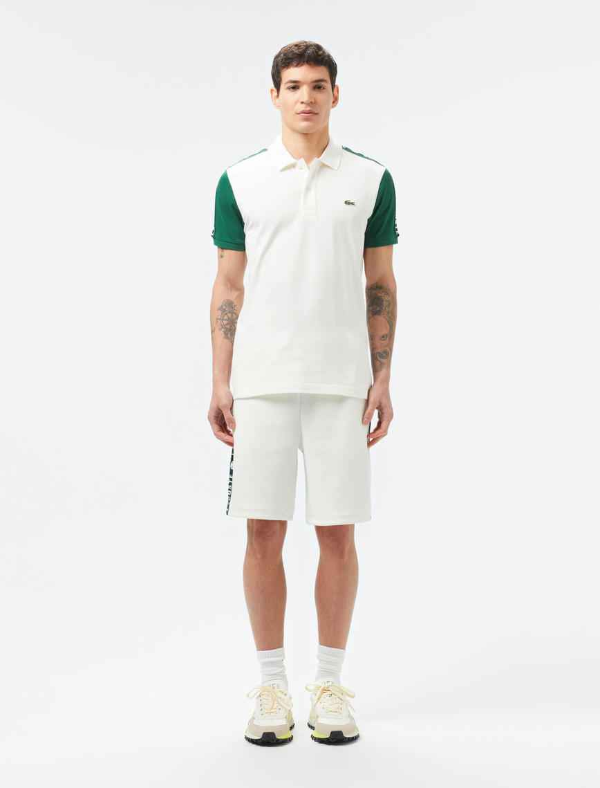 Lacoste Erkek Regular Fit Renk Bloklu Beyaz Polo Lacoste Erkek Regular Fit Renk Bloklu Beyaz Polo