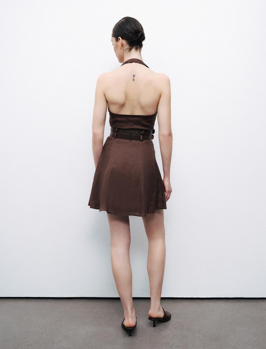 Çift Kemer Detaylı Mini Elbise Çift Kemer Detaylı Mini Elbise