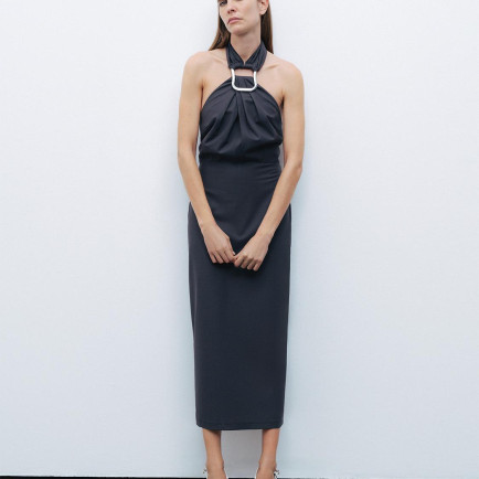 Boyundan Bağlamalı Midi Elbise Boyundan Bağlamalı Midi Elbise