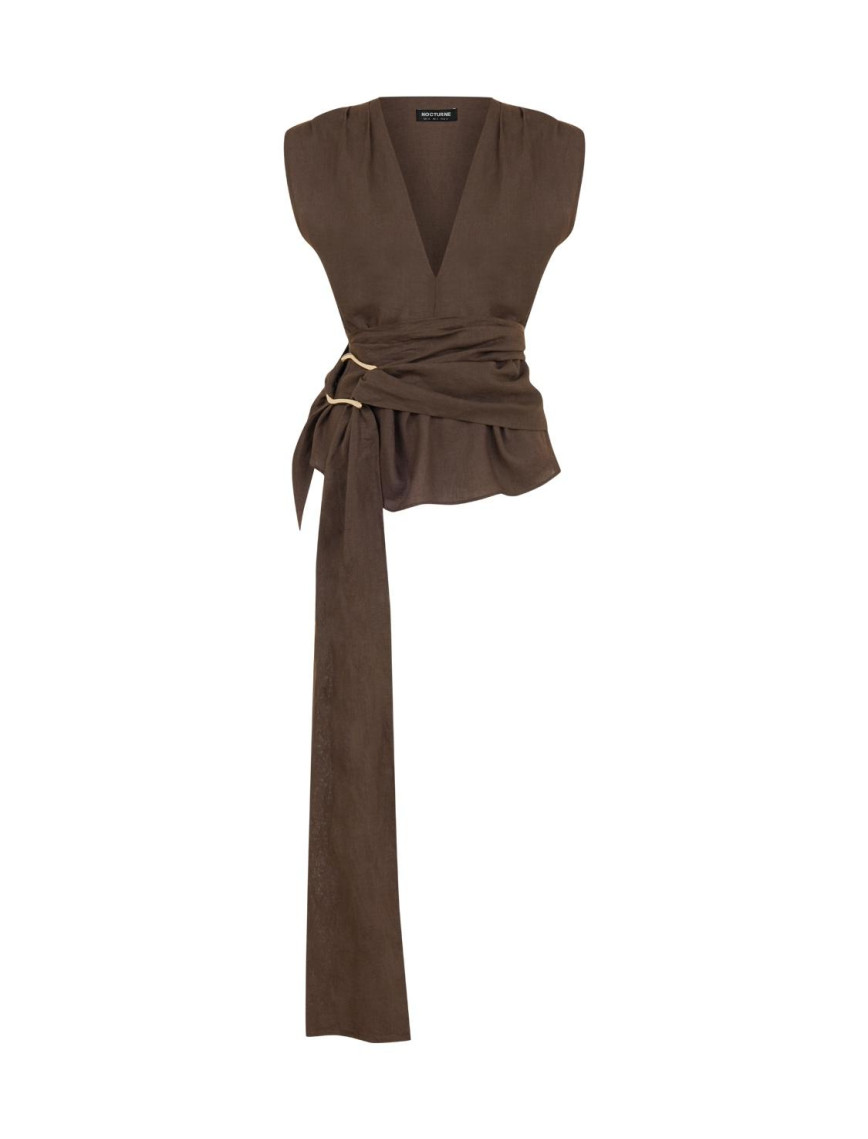 Bel Aksesuar Detaylı Bluz Bel Aksesuar Detaylı Bluz