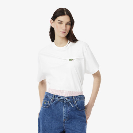 Lacoste Kadın Oversize Fit Bisiklet Yaka Beyaz T-Shirt Lacoste Kadın Oversize Fit Bisiklet Yaka Beyaz T-Shirt