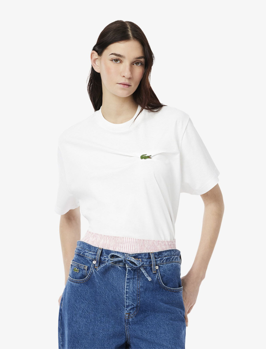 Lacoste Kadın Oversize Fit Bisiklet Yaka Lacivert T-Shirt