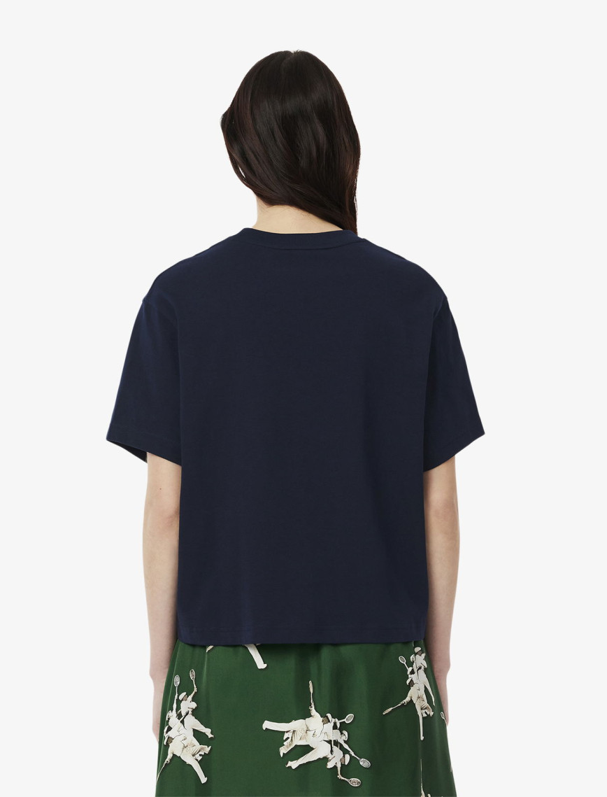 Lacoste Kadın Oversize Fit Bisiklet Yaka Lacivert T-Shirt