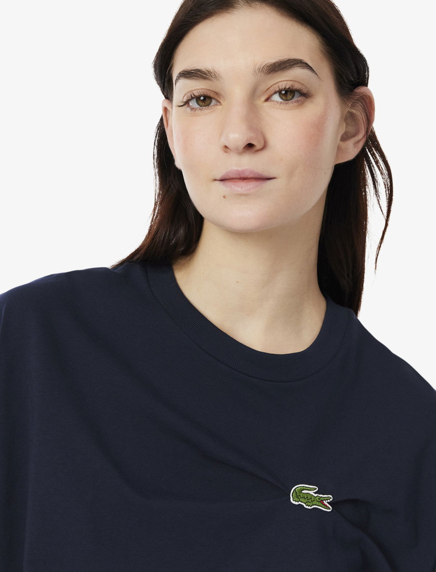 Lacoste Kadın Oversize Fit Bisiklet Yaka Lacivert T-Shirt