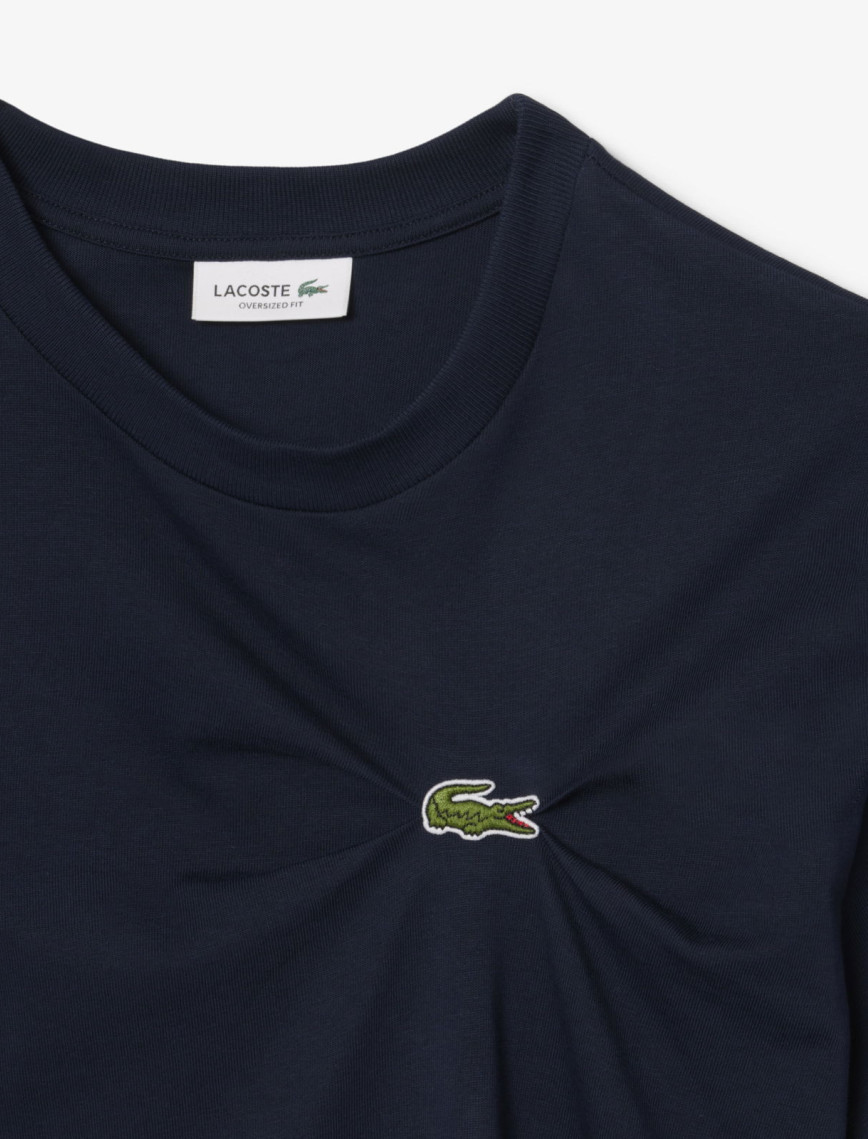 Lacoste Kadın Oversize Fit Bisiklet Yaka Lacivert T-Shirt