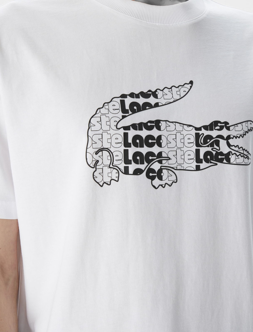 Lacoste Erkek Relaxed Fit Bisiklet Yaka Baskılı Beyaz T-Shirt Lacoste Erkek Relaxed Fit Bisiklet Yaka Baskılı Beyaz T-Shirt