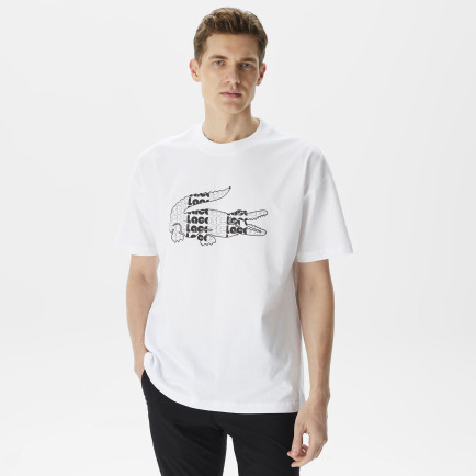 Lacoste Erkek Relaxed Fit Bisiklet Yaka Baskılı Beyaz T-Shirt Lacoste Erkek Relaxed Fit Bisiklet Yaka Baskılı Beyaz T-Shirt