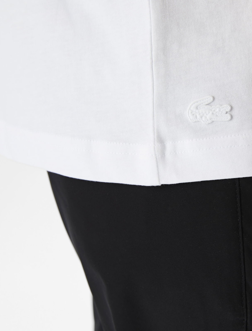 Lacoste Erkek Relaxed Fit Bisiklet Yaka Baskılı Beyaz T-Shirt Lacoste Erkek Relaxed Fit Bisiklet Yaka Baskılı Beyaz T-Shirt