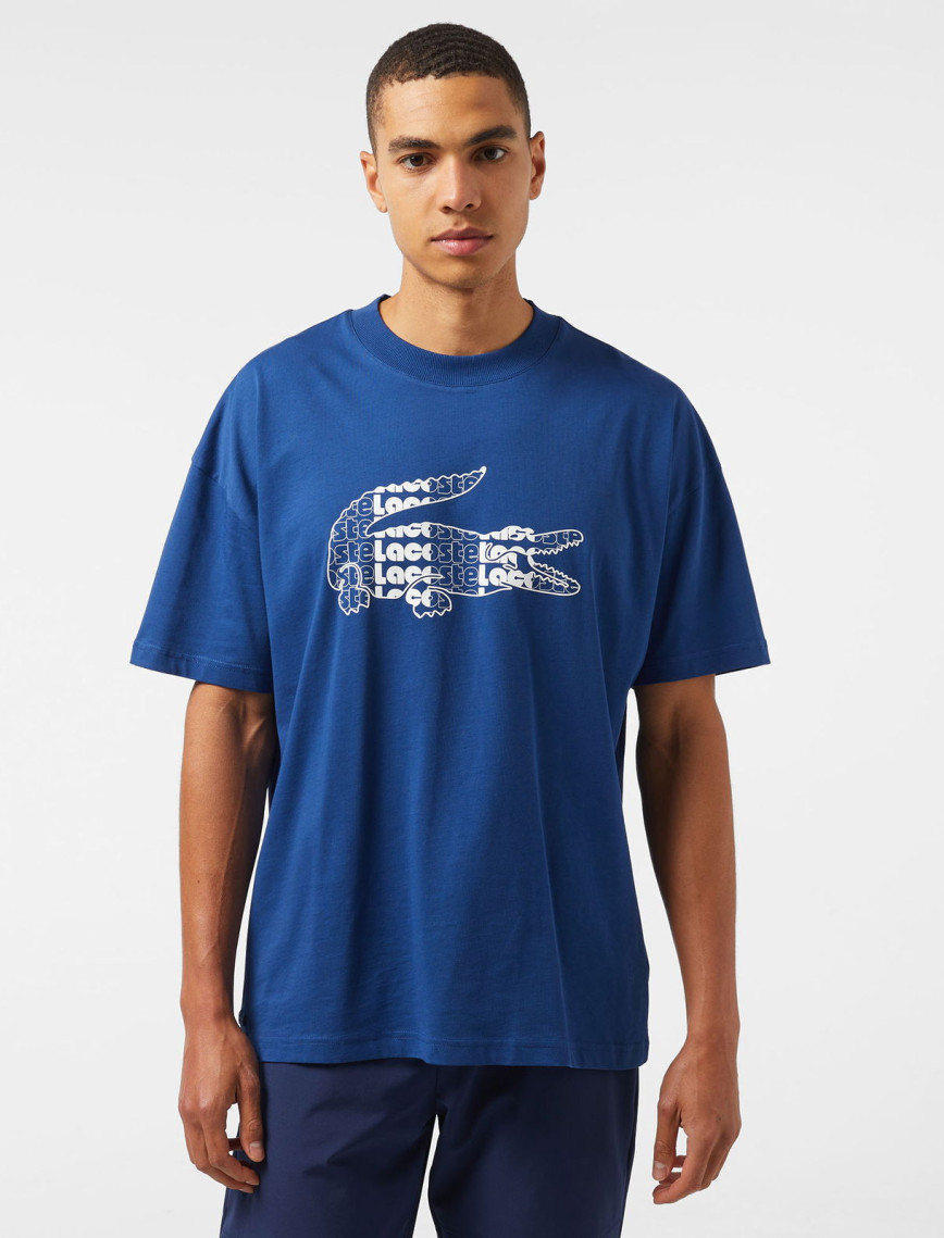 Lacoste Erkek Relaxed Fit Bisiklet Yaka Baskılı Lacivert T-Shirt Lacoste Erkek Relaxed Fit Bisiklet Yaka Baskılı Lacivert T-Shirt