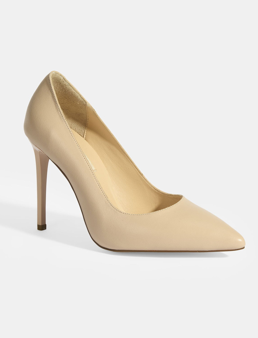 Kadın Ten Deri Topuklu Klasik Ayakkabı Kadın Ten Deri Topuklu Klasik Ayakkabı