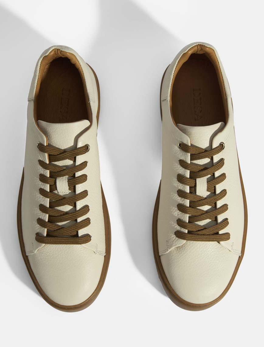 Monikar Bej Erkek Deri Bağcıklı Günlük Ayakkabı