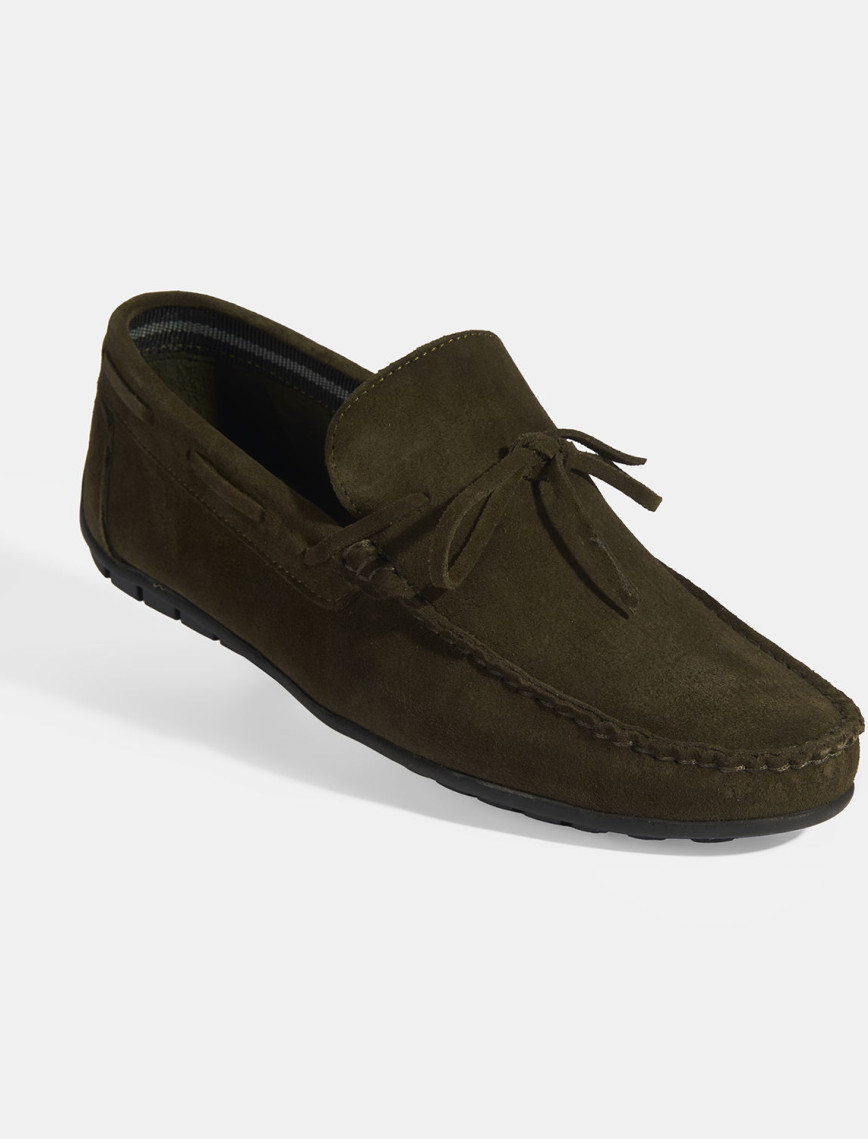 Calandra Haki Erkek Bağcık Detaylı Slip-On Süet Loafer Calandra Haki Erkek Bağcık Detaylı Slip-On Süet Loafer
