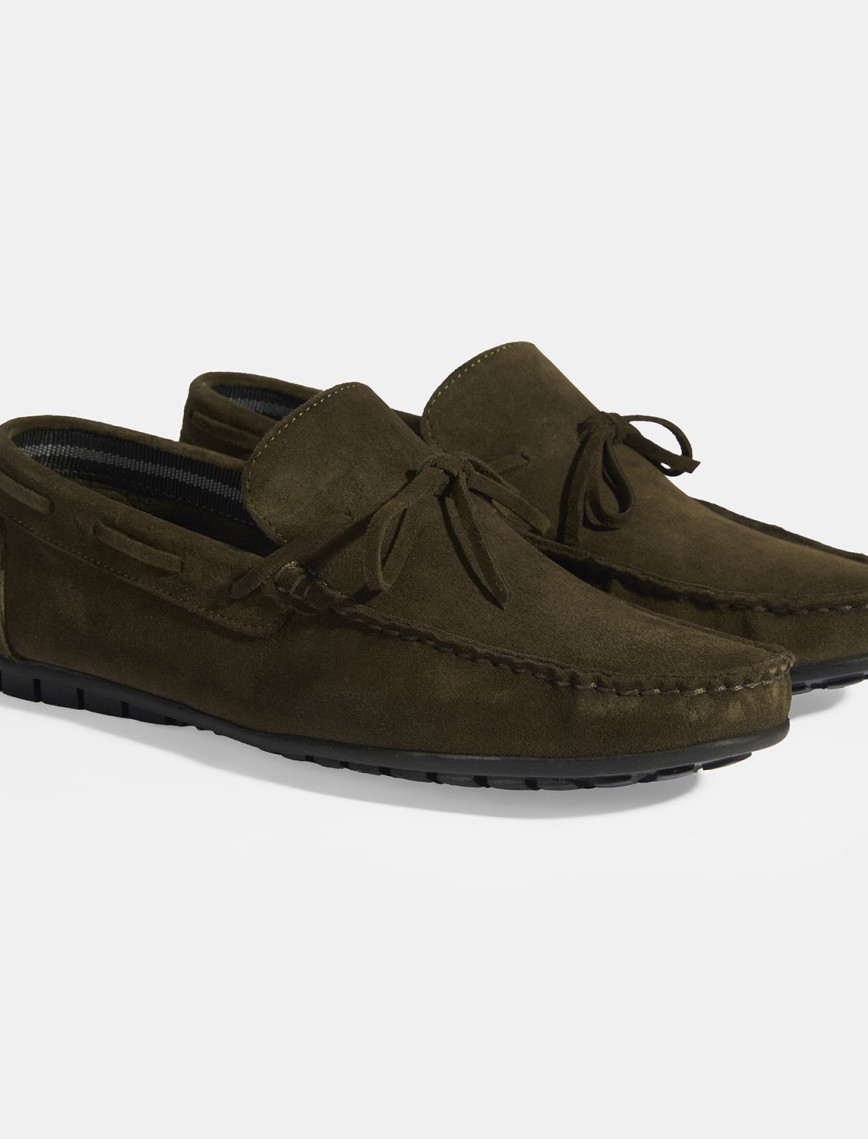 Calandra Haki Erkek Bağcık Detaylı Slip-On Süet Loafer Calandra Haki Erkek Bağcık Detaylı Slip-On Süet Loafer