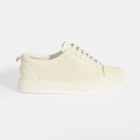 Kadın Beyaz Deri Bağcıklı Spor Ayakkabı