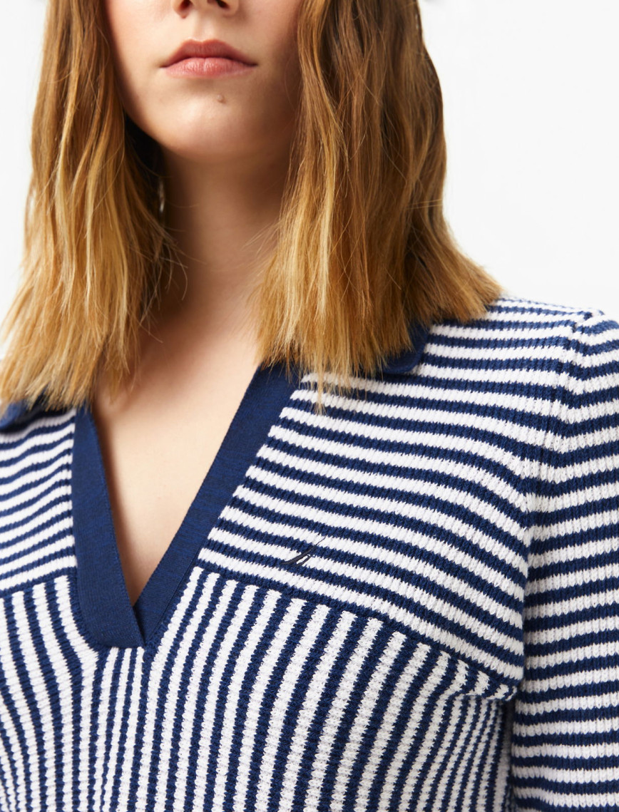 Nautica Kadın Lacivert Regular Fit Çizgili Triko Nautica Kadın Lacivert Regular Fit Çizgili Triko