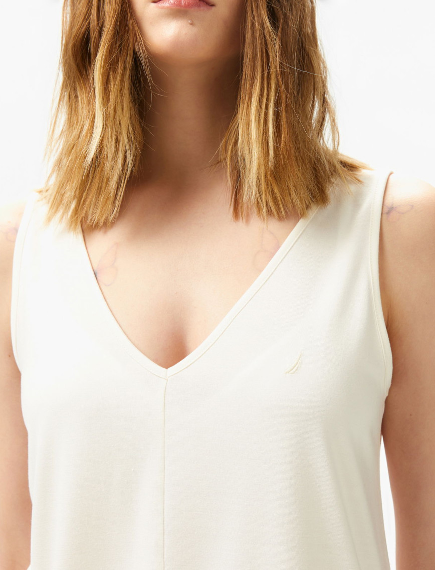 Nautica Kadın Krem Relaxed Fit T-Shirt Nautica Kadın Krem Relaxed Fit T-Shirt