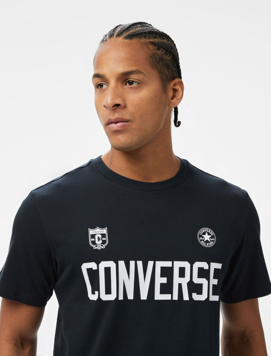 Converse Retro Chuck Soccer Erkek Baskılı Siyah T-Shirt Converse Retro Chuck Soccer Erkek Baskılı Siyah T-Shirt