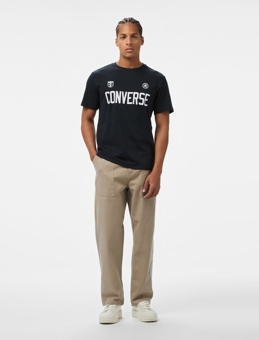 Converse Retro Chuck Soccer Erkek Baskılı Siyah T-Shirt Converse Retro Chuck Soccer Erkek Baskılı Siyah T-Shirt