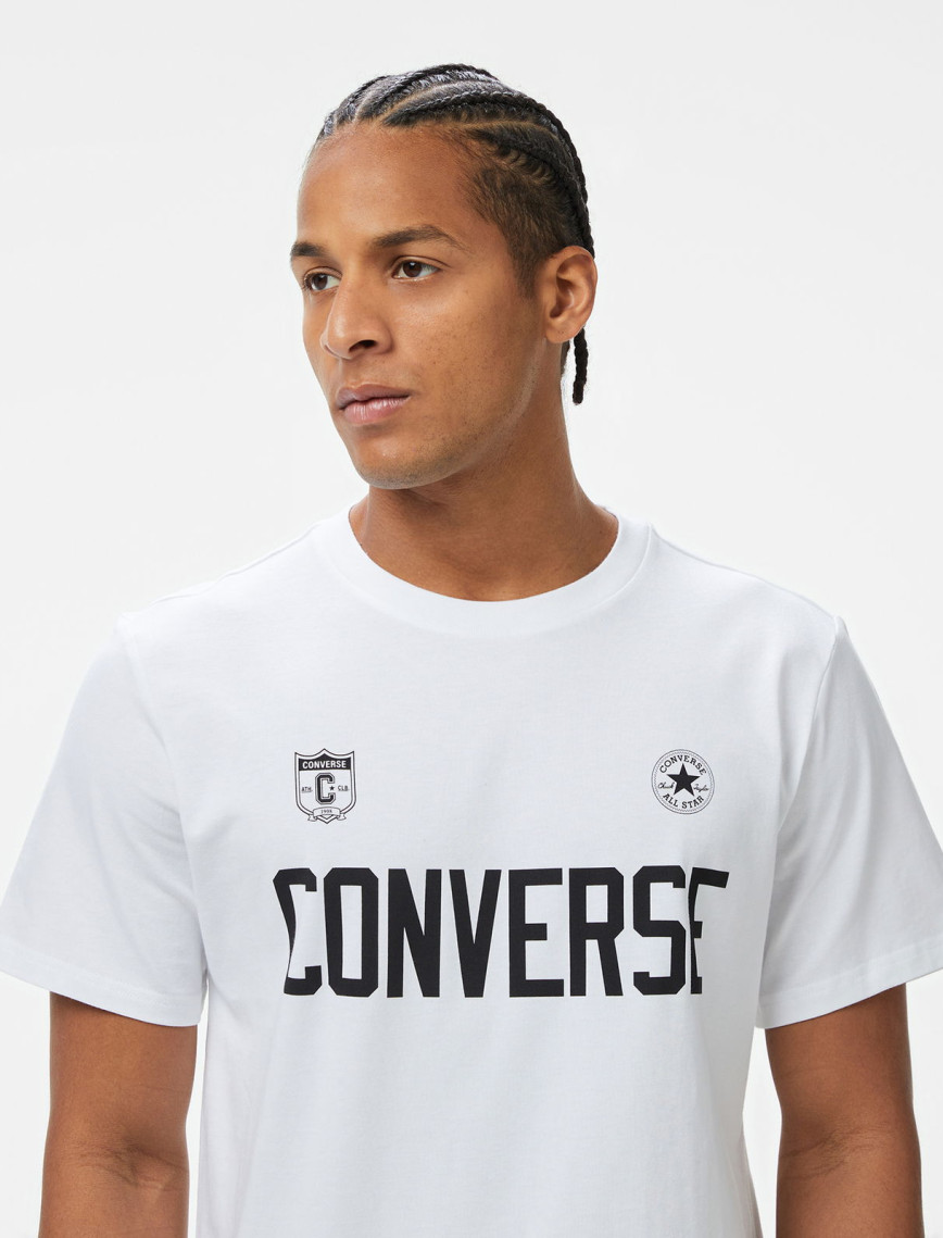 Converse Retro Chuck Soccer Erkek Baskılı Beyaz T-Shirt Converse Retro Chuck Soccer Erkek Baskılı Beyaz T-Shirt