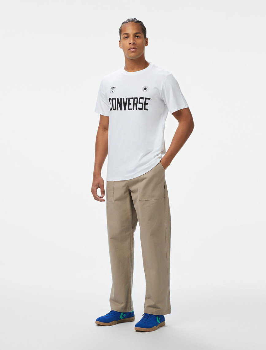 Converse Retro Chuck Soccer Erkek Baskılı Beyaz T-Shirt Converse Retro Chuck Soccer Erkek Baskılı Beyaz T-Shirt