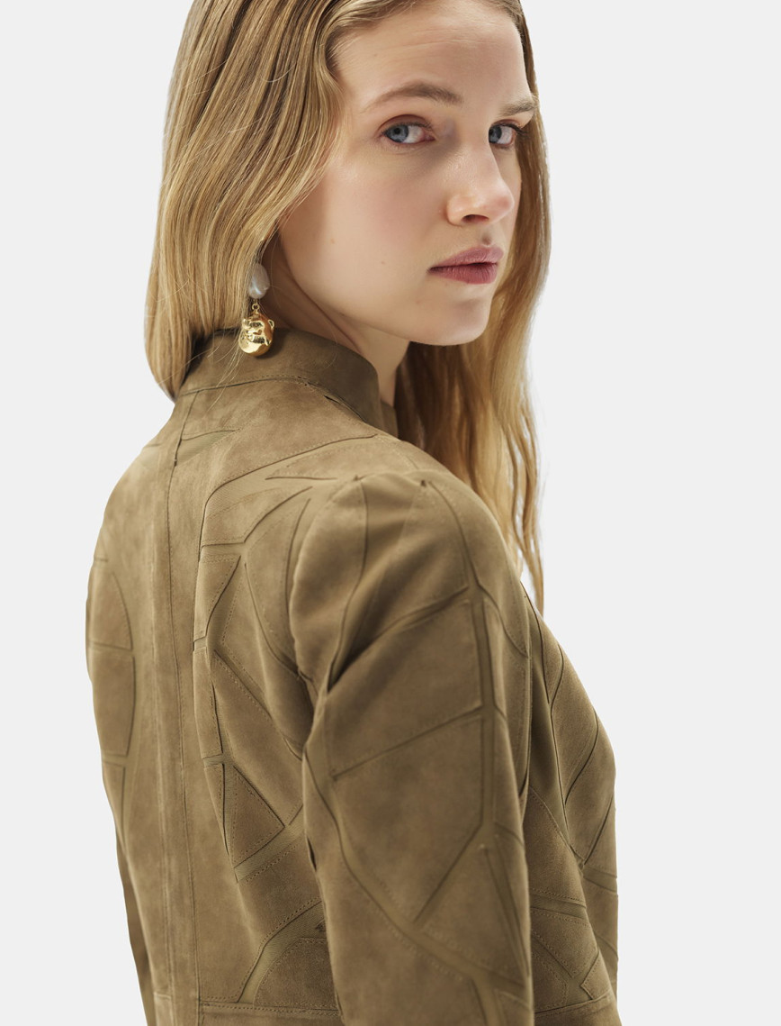 Origa Kadın Yaprak Panelli Deri Ceket Origa Kadın Yaprak Panelli Deri Ceket