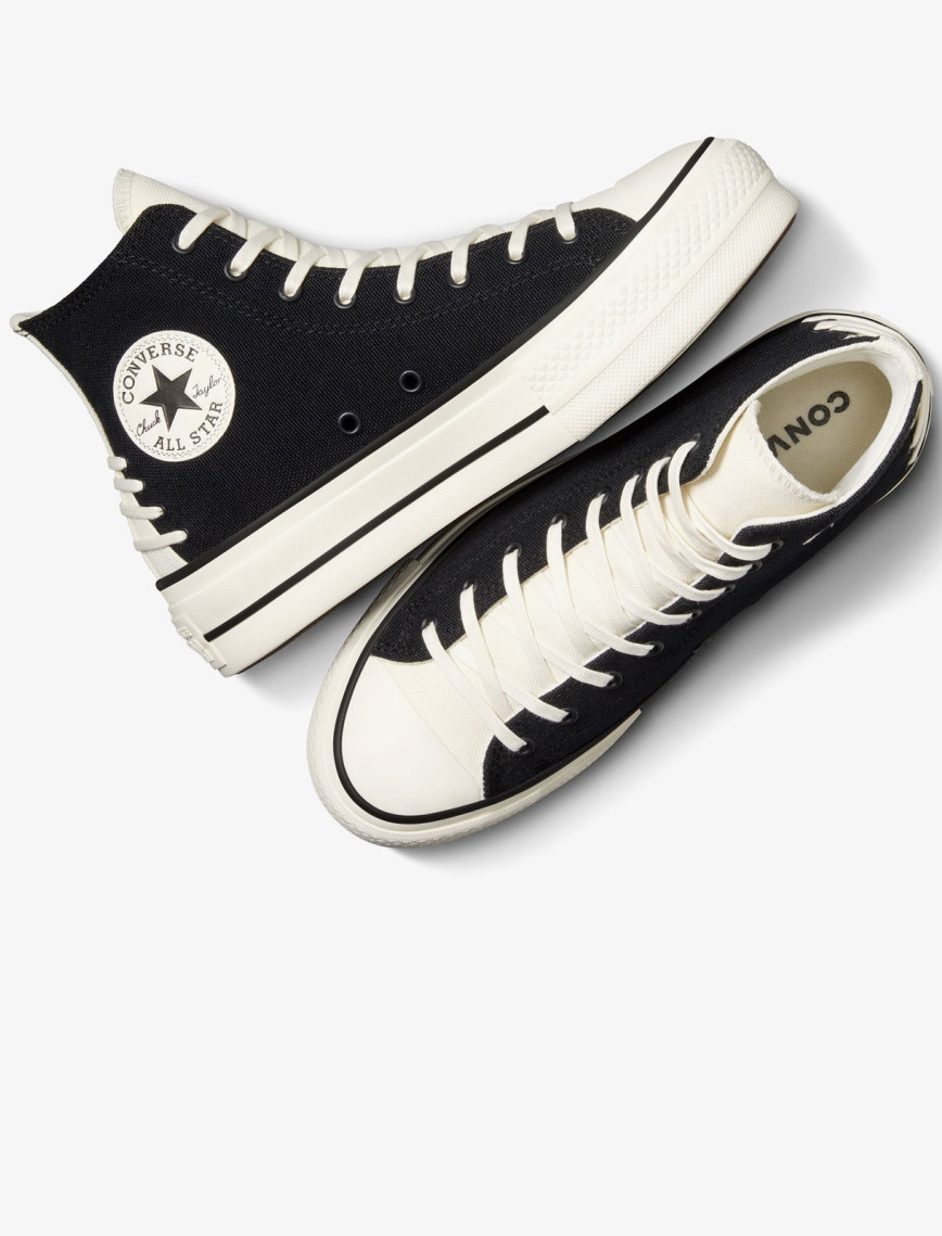 Converse Chuck Taylor All Star Crafted Laces Lift Unisex Siyah Platform Sneaker Converse Chuck Taylor All Star Crafted Laces Lift Unisex Siyah Platform Sneaker