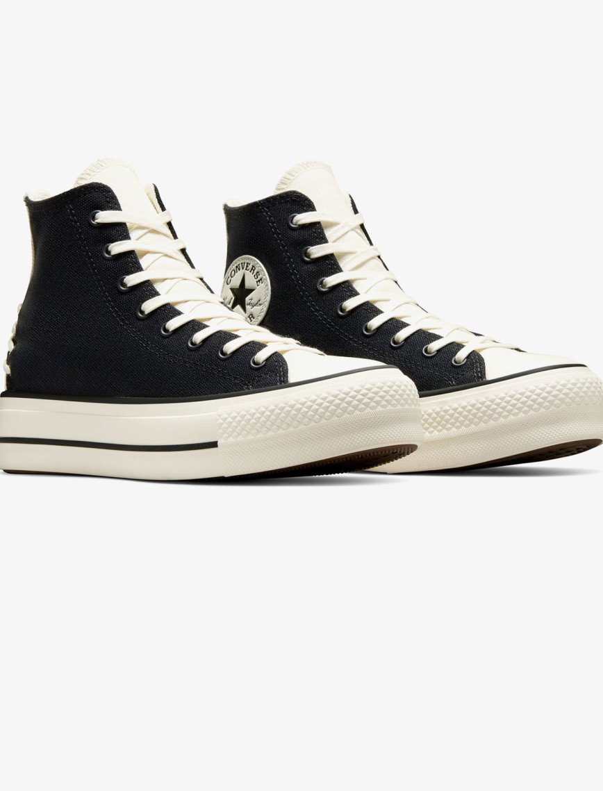 Converse Chuck Taylor All Star Crafted Laces Lift Unisex Siyah Platform Sneaker Converse Chuck Taylor All Star Crafted Laces Lift Unisex Siyah Platform Sneaker