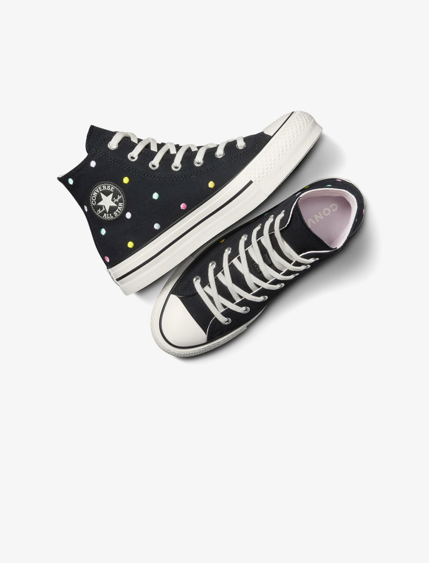 Converse Chuck Taylor All Star EVA Lift Polka Dots Çocuk Siyah Platform Sneaker