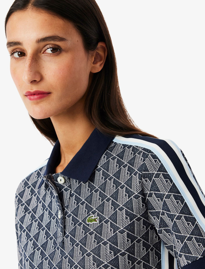 Lacoste Slim Fit Monogram Kadın Siyah Polo Lacoste Slim Fit Monogram Kadın Siyah Polo