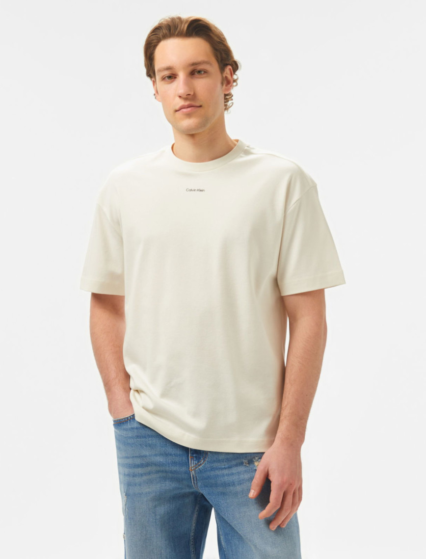 Calvin Klein Nano Logo Interlock Erkek Gri T-Shirt Calvin Klein Nano Logo Interlock Erkek Gri T-Shirt