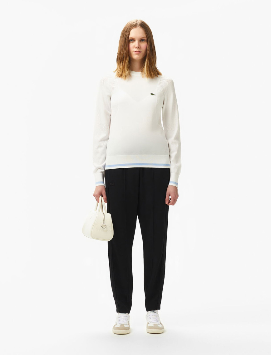 Lacoste Kadın Regular Fit Bisiklet Yaka Beyaz Triko Lacoste Kadın Regular Fit Bisiklet Yaka Beyaz Triko