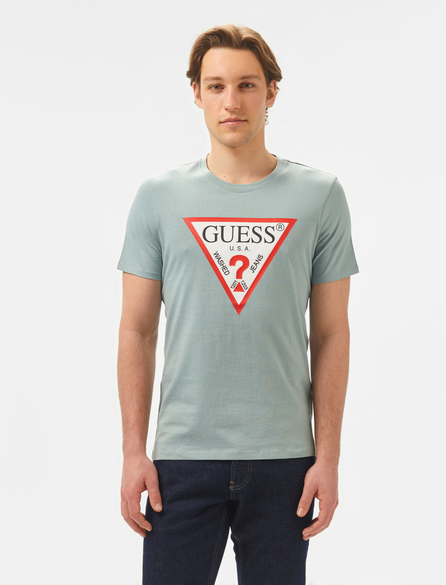 Guess Original Logo Mid Organic Stream Jersey 180 Erkek Lacivert T-Shirt Guess Original Logo Mid Organic Stream Jersey 180 Erkek Lacivert T-Shirt