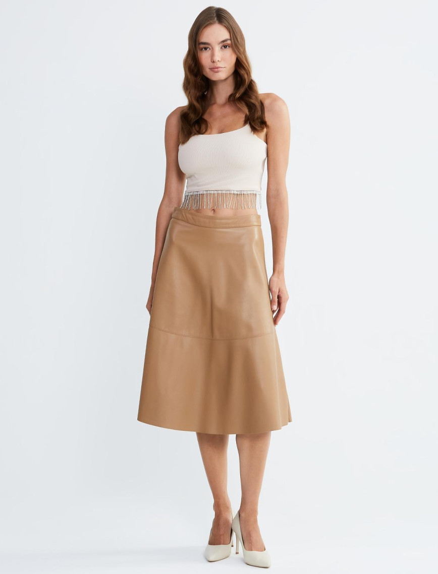 Valmenti Kadın Bej Hakiki Deri Derı Etek Deri Etek Valmenti Kadın Bej Hakiki Deri Derı Etek Deri Etek